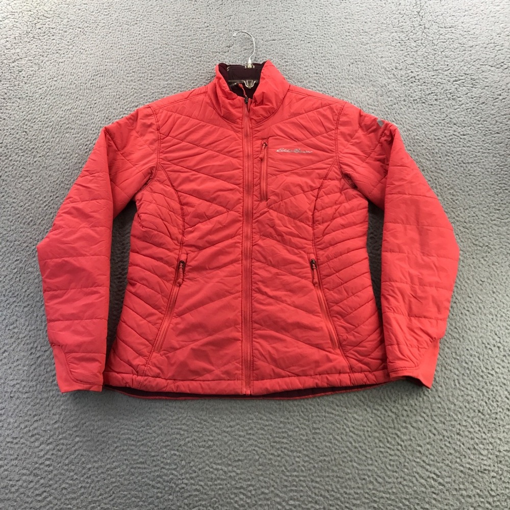 Eddie Bauer Jacket Womens Small Peach Burgundy First Ascent Reversible Puffer